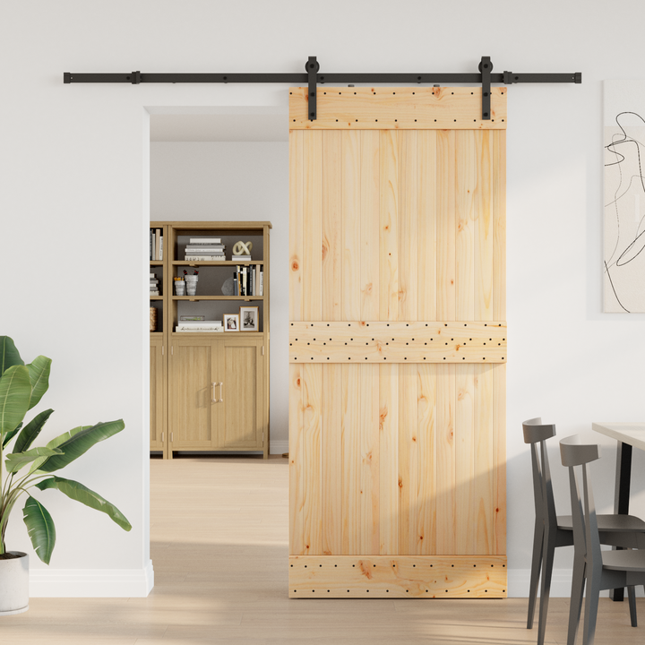 Skydedør NARVIK Naturfarvet og sort 90 x 210 cm (213,5 cm)