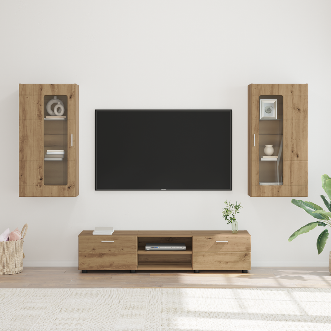 TV-møbelsæt med dør FLORIN 3 pcs Artisan Egetræ Konstrueret træ