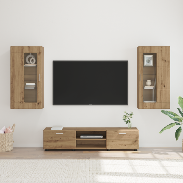 TV-møbelsæt med dør FLORIN 3 pcs Artisan Egetræ Konstrueret træ