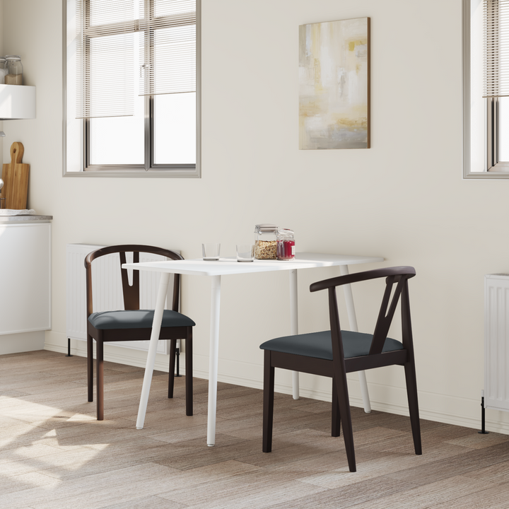 Spisestuestol 2 pcs Lys brun og sort Massiv Gummitræ