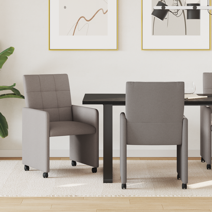 Spisebordsstole med hjul 2 pcs Gråbrun 58 x 65 x 94 cm Stof