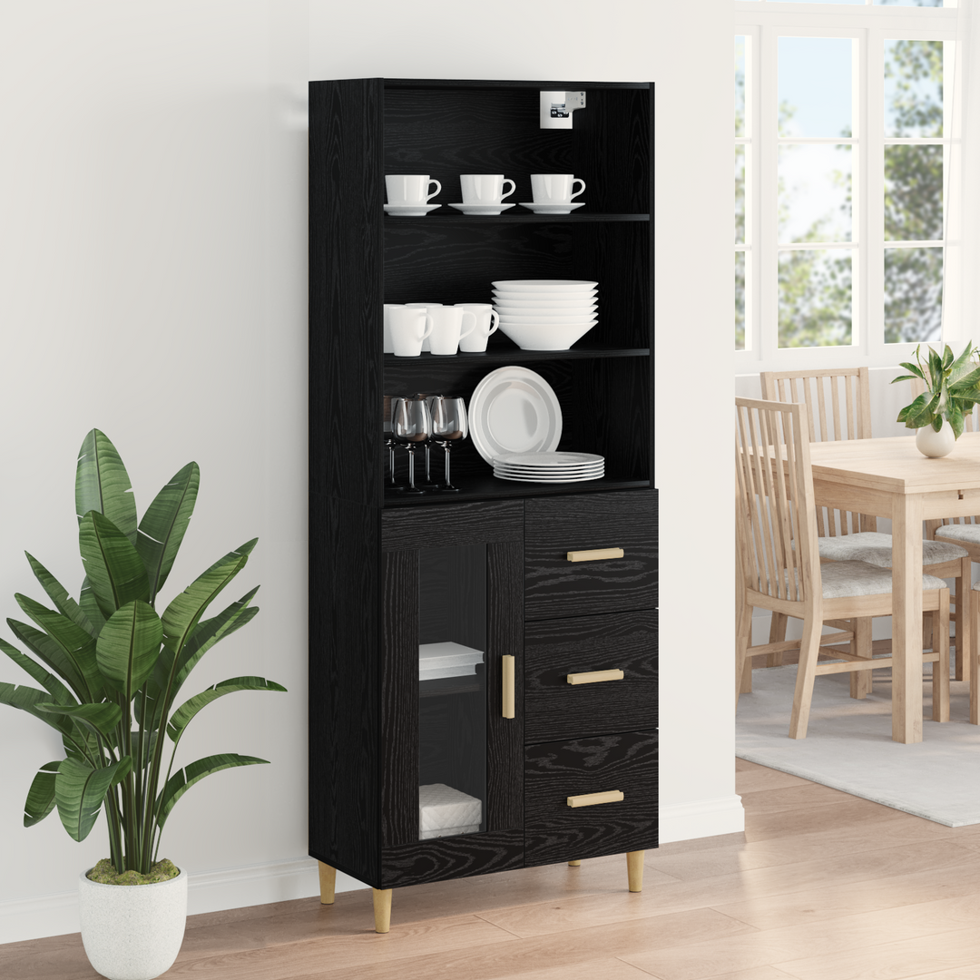 Highboard Sort eg 69,5 x 32,5 x 180 cm Konstrueret træ