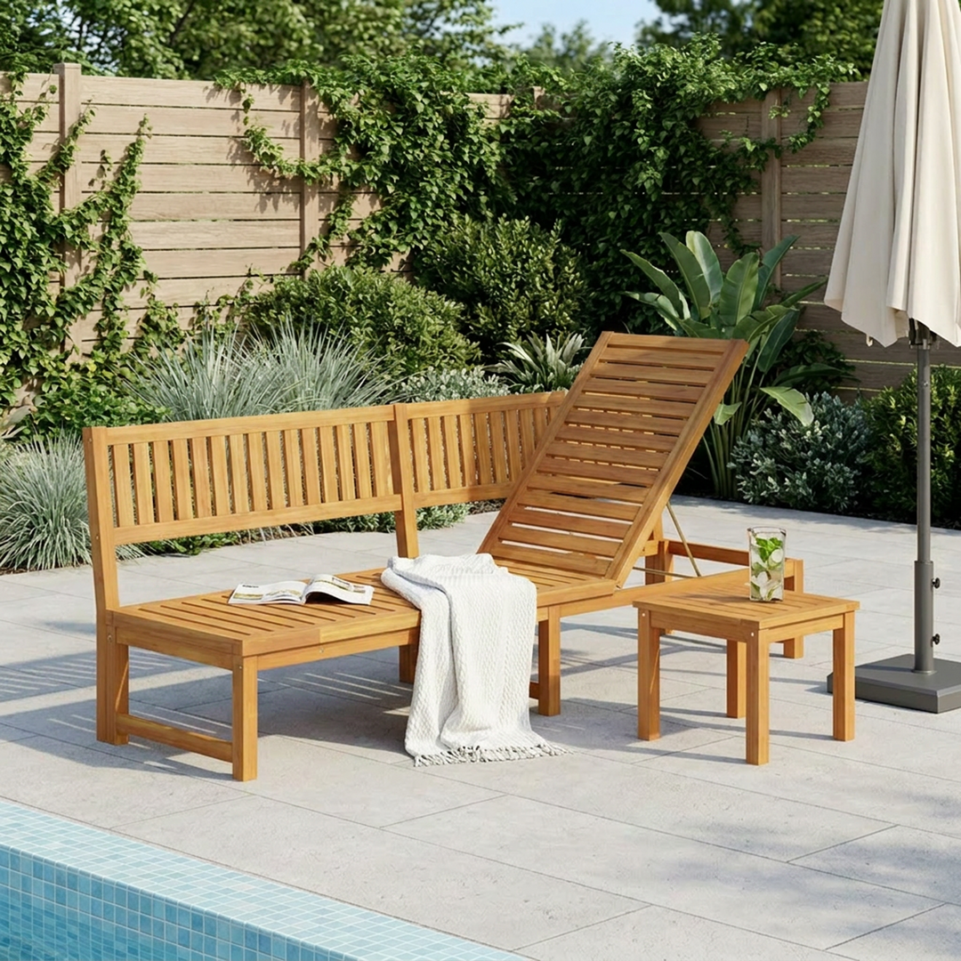 Solstol Olie Naturlig 200 x 57 x 75 cm Massivt akacietræ