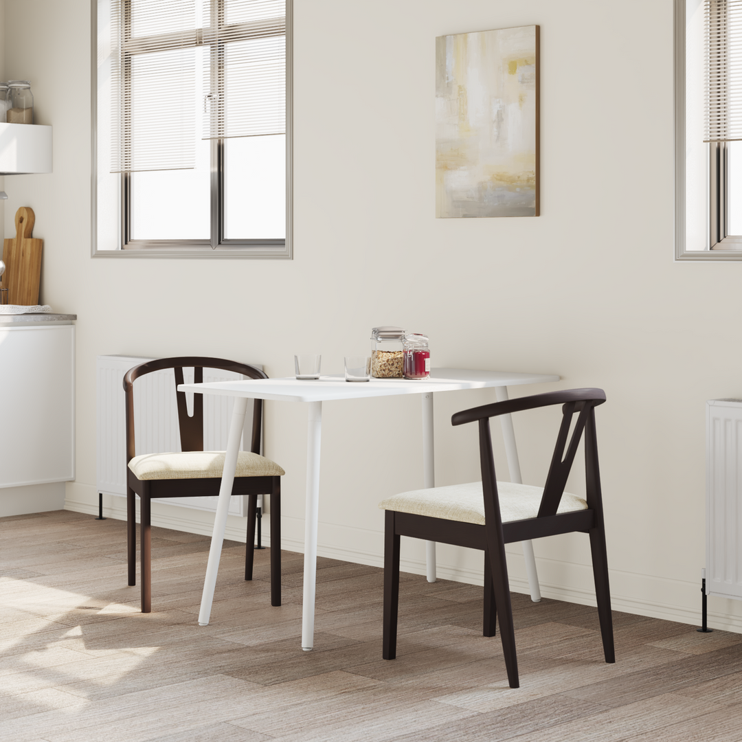 Spisestuestol 2 pcs Lys brun og lys Massiv Gummitræ