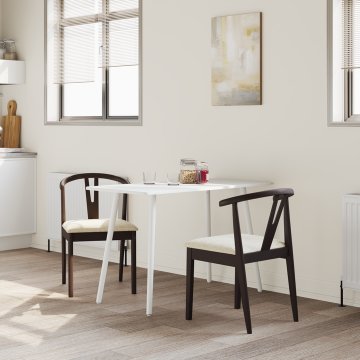 Spisestuestol 2 pcs Lys brun og lys Massiv Gummitræ