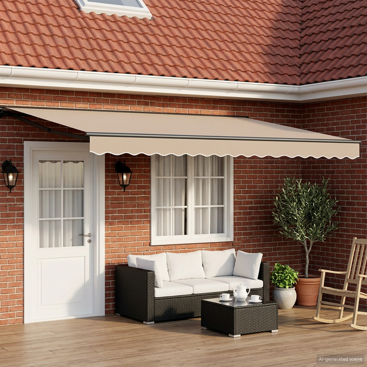 Manuel markise-ramme med LED-lys Beige og Antracit 4 × 3 m