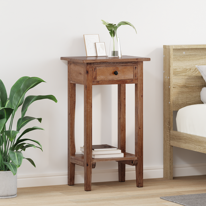Planteholder med skuffe Brun 34 x 25 x 52 cm Mahogni Træ