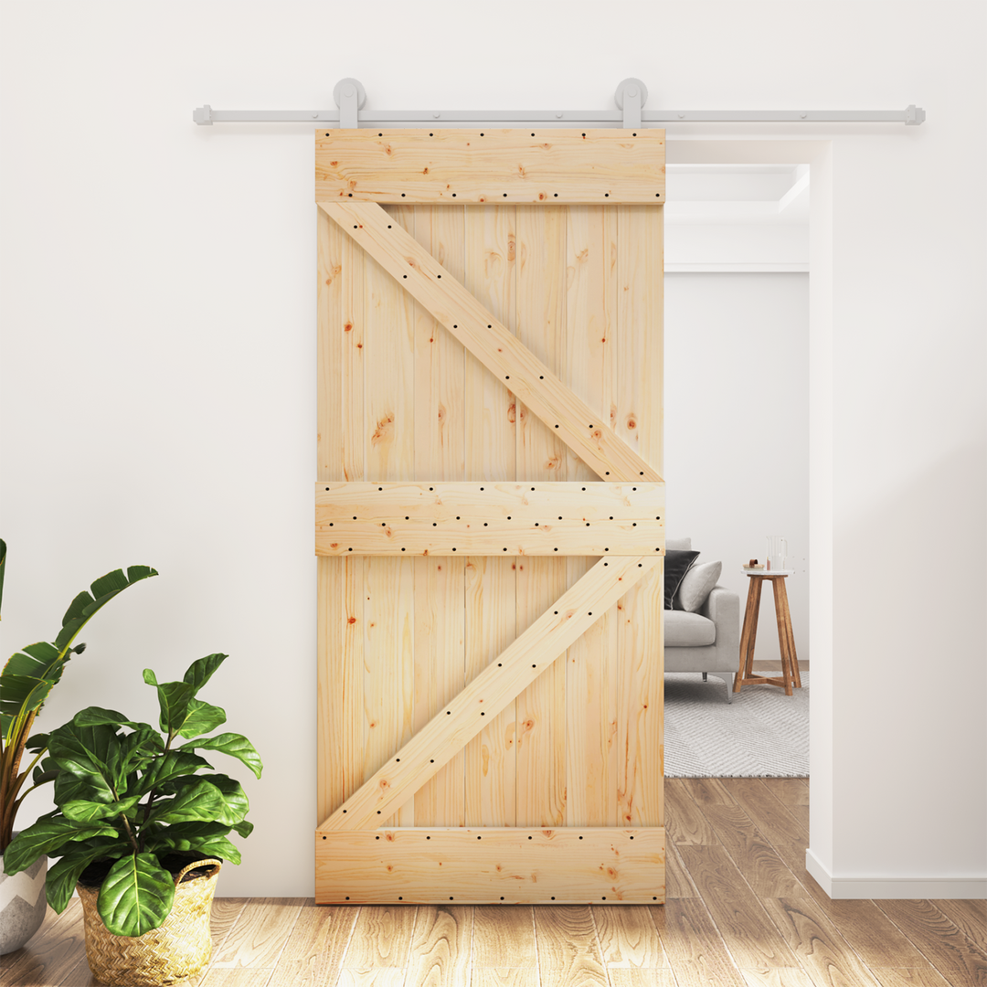 Skydedør Natur og hvid 95 x 210 cm Massivt Fyrretræ