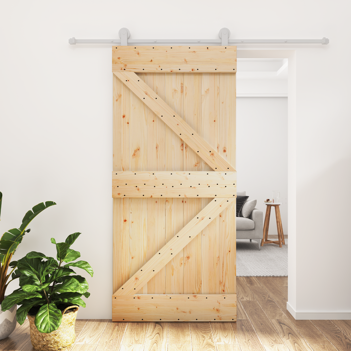 Skydedør Natur og hvid 95 x 210 cm Massivt Fyrretræ