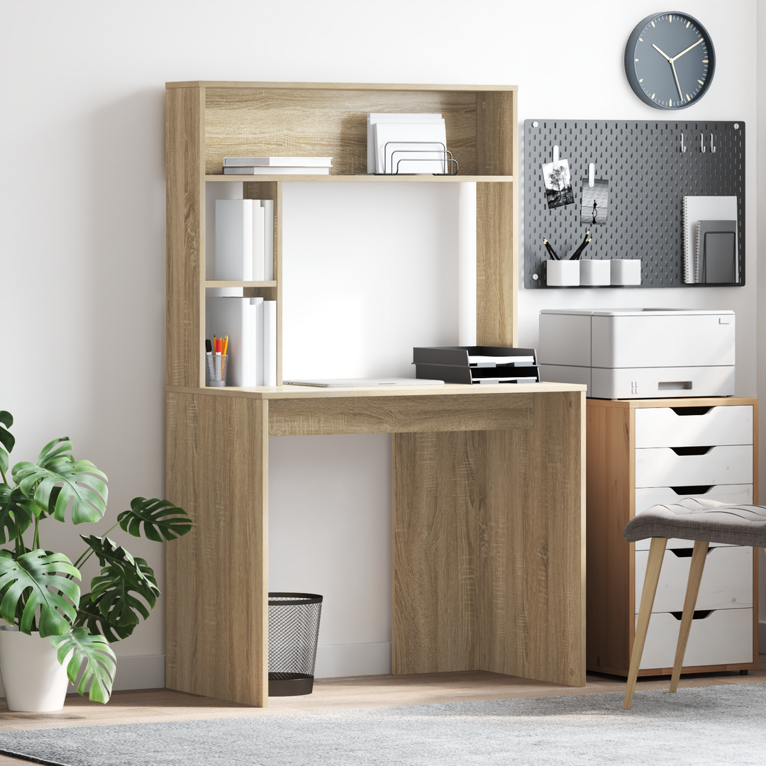 Bord med hylde Sonoma eg 91 x 50 x 149 cm Konstrueret træ