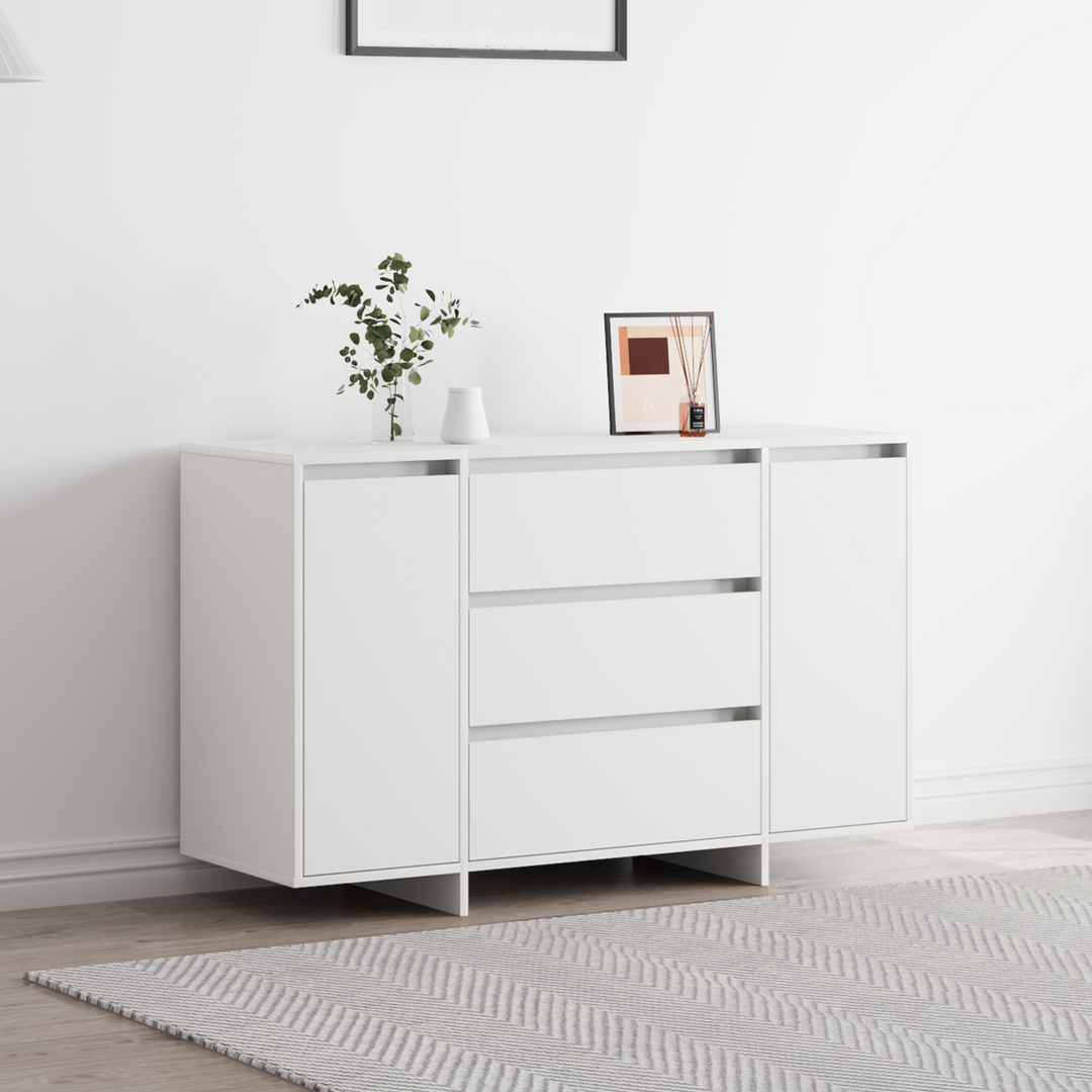 Sideboard med skuffe Hvid 120 x 41 x 75 cm Konstrueret træ