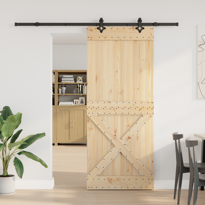 Skydedør NARVIK Naturfarvet og sort 95 x 210 cm (213,5 cm)
