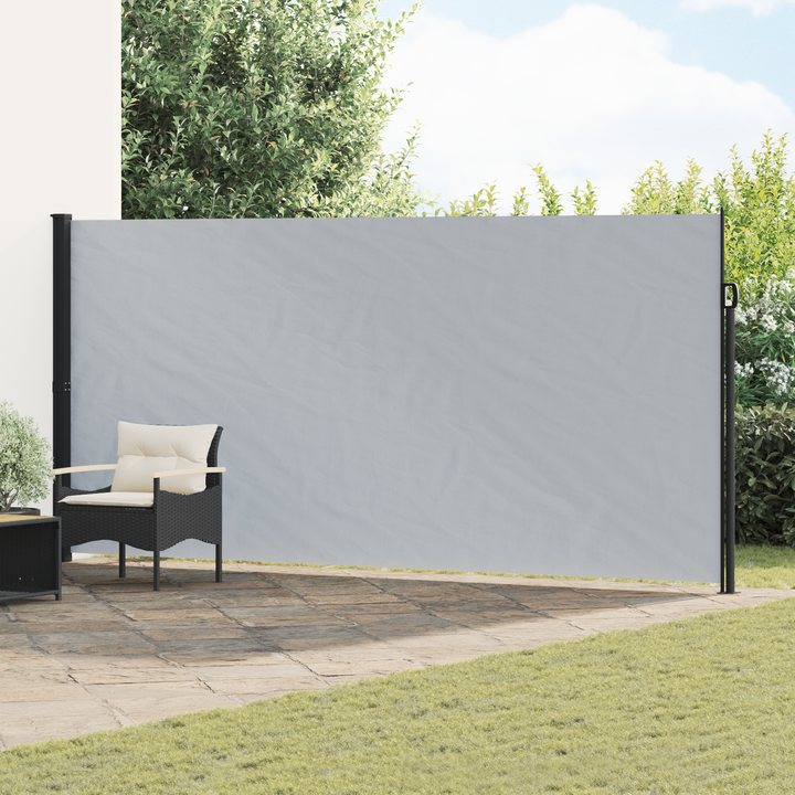 Udtrækkeligt side-markise Grå 600 x 200 cm Polyester