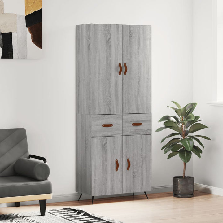 højskab 69,5x34x180 cm konstrueret træ grå sonoma-eg
