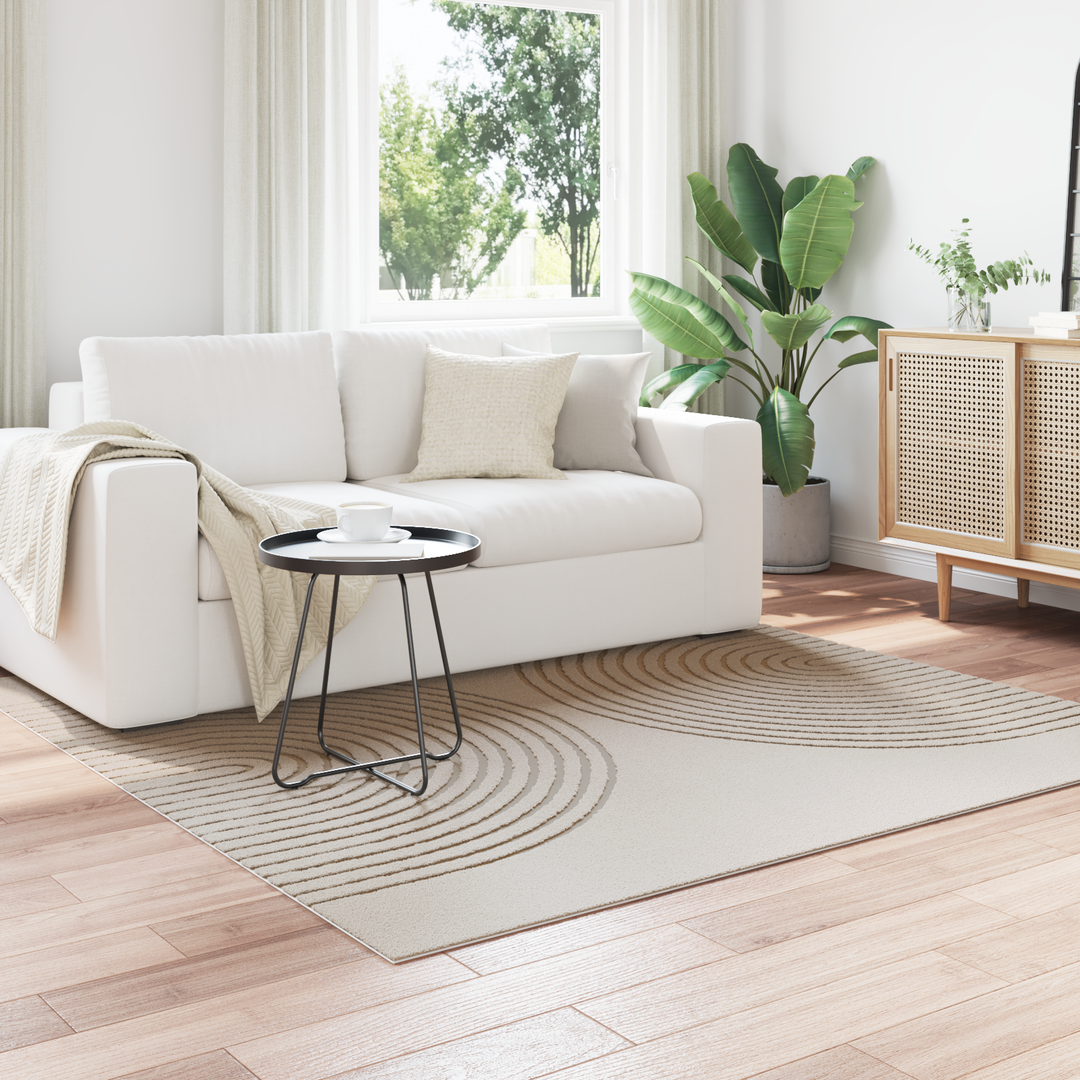 Områdetæpper Firkantet GALATI Creme 120 x 120 cm Polyester