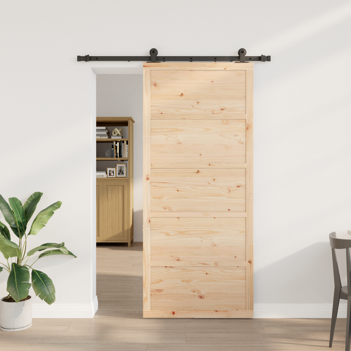 Skydedør Naturfarvet 80 x 208 cm Massivt fyrretræ