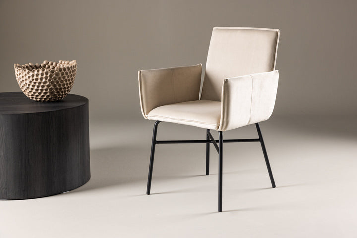 Venture Home Petra Dining Chair - Black /  Beige Velvet