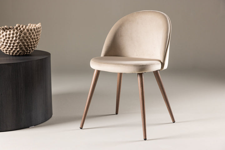 Venture Home Velvet  Dining Chair 2-pack - Woodlook / Beige Polyester velvet