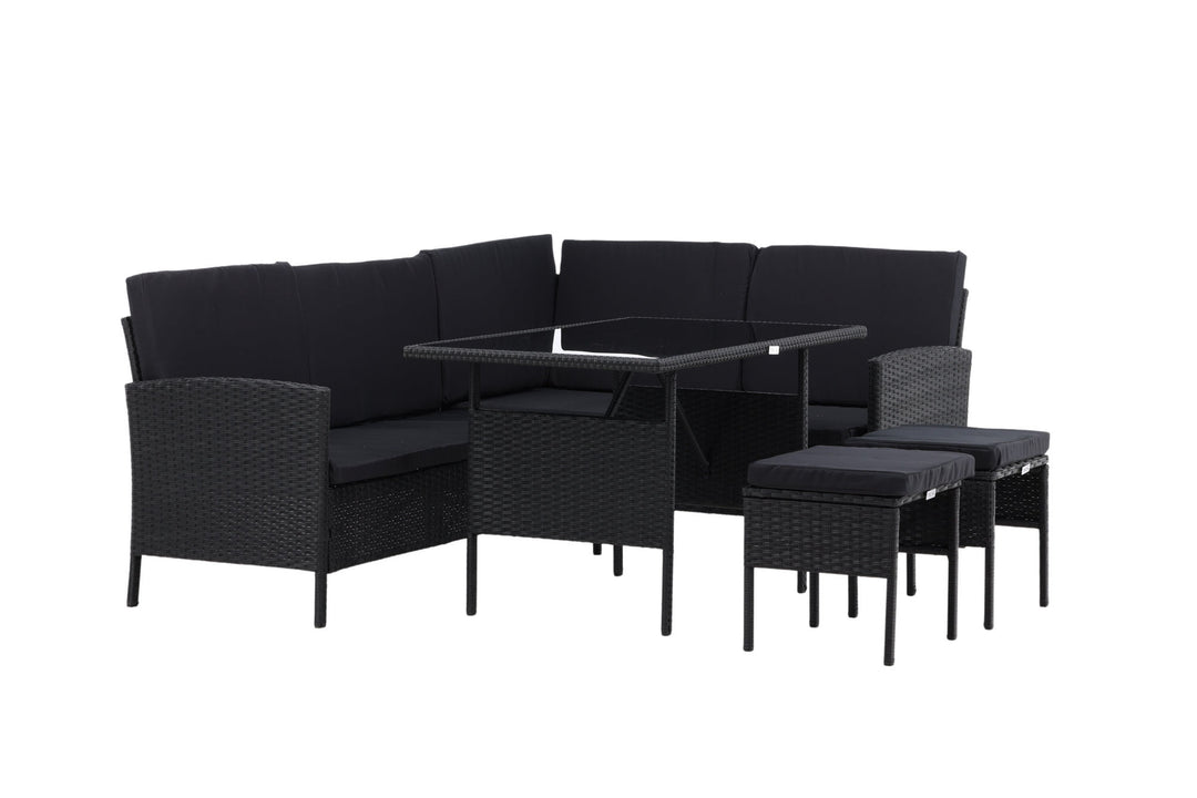 Venture Home Knock - Corner Sofa- Black/Black - Wicker -