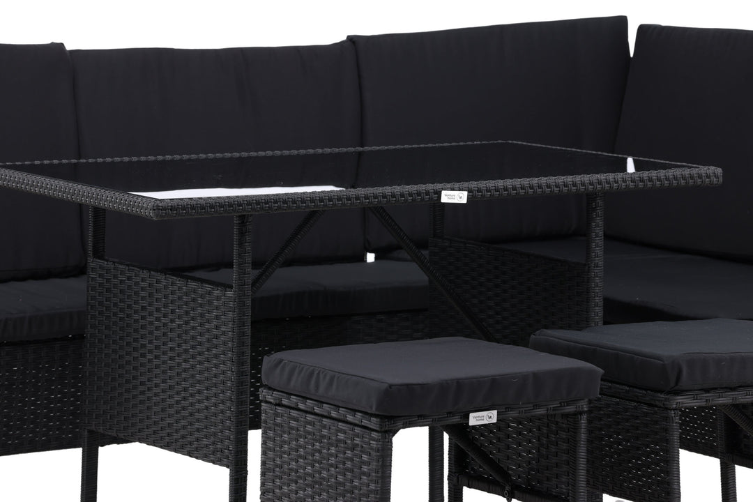 Venture Home Knock - Corner Sofa- Black/Black - Wicker -