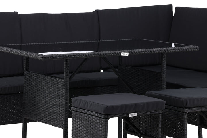 Venture Home Knock - Corner Sofa- Black/Black - Wicker -