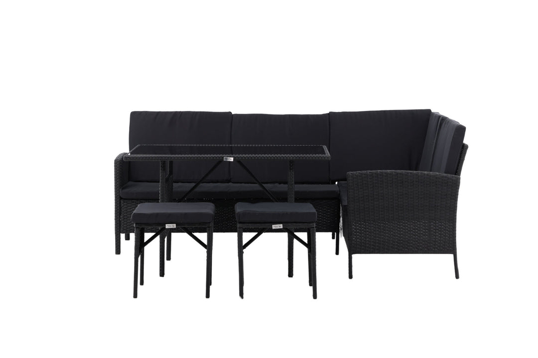 Venture Home Knock - Corner Sofa- Black/Black - Wicker -