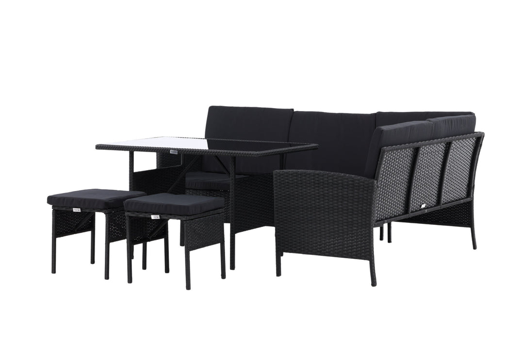 Venture Home Knock - Corner Sofa- Black/Black - Wicker -