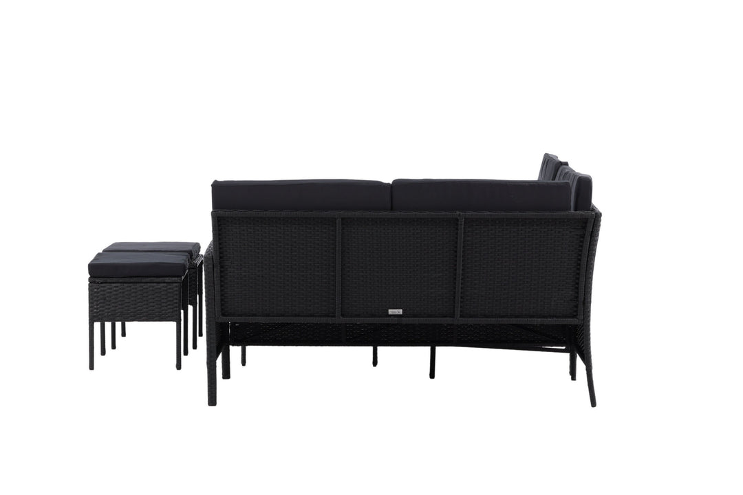 Venture Home Knock - Corner Sofa- Black/Black - Wicker -