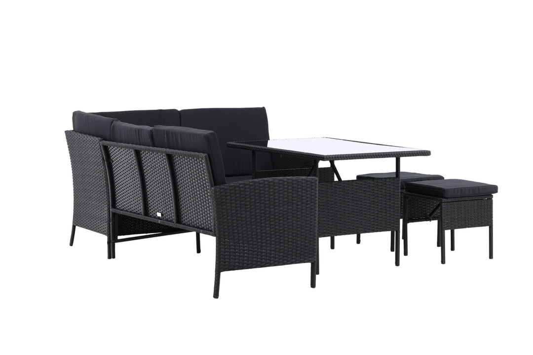 Venture Home Knock - Corner Sofa- Black/Black - Wicker -