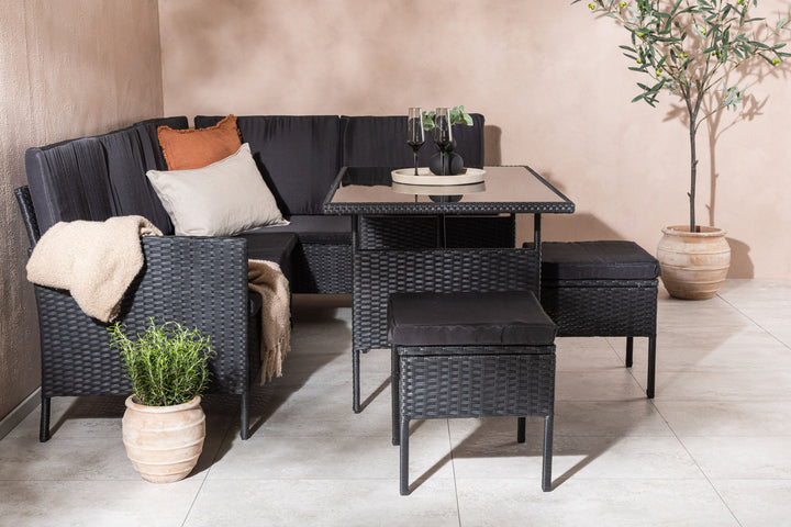 Venture Home Knock - Corner Sofa- Black/Black - Wicker -