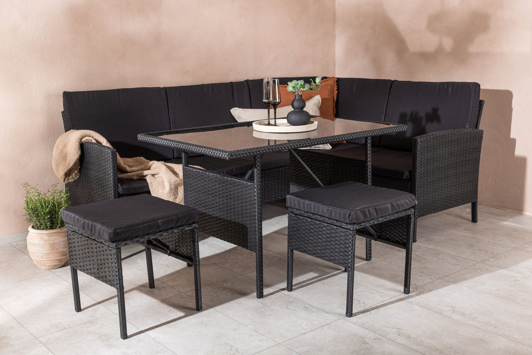 Venture Home Knock - Corner Sofa- Black/Black - Wicker -