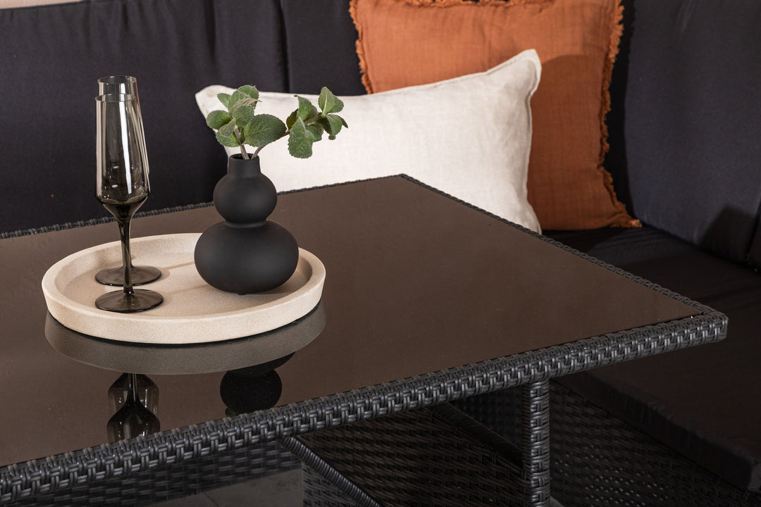 Venture Home Knock - Corner Sofa- Black/Black - Wicker -