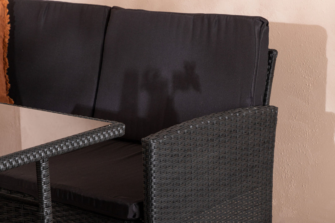 Venture Home Knock - Corner Sofa- Black/Black - Wicker -