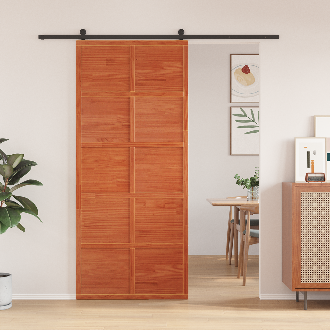 Ladedør Voksbrun 90 x 208 cm Massivt fyrretræ
