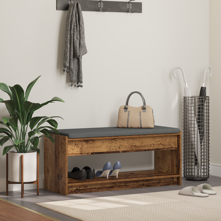 Hallbænk Gammelt træ 103 x 38 x 45 cm Kunstigt træ og stof