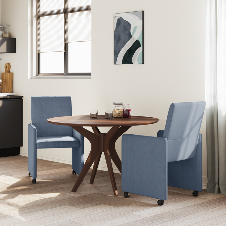 Spisebordsstole med hjul med hjul 2 pcs Blå 57 x 66 x 94 cm