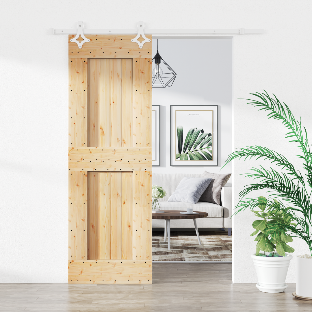 Skydedør Natur og hvid 70 x 210 cm Massivt Fyrretræ