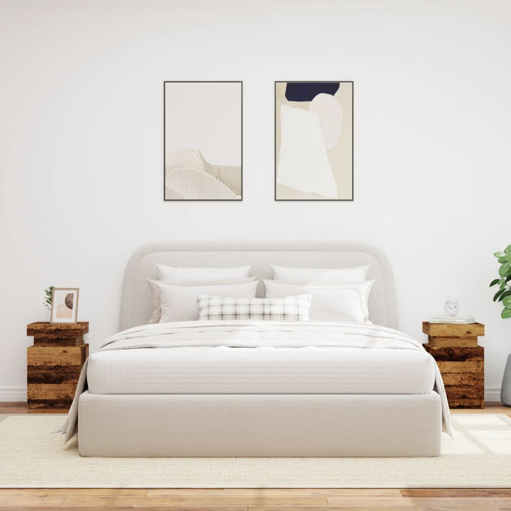sengeborde 2stk. 35x39x55cm LED konstrueret træ gammelt trælook