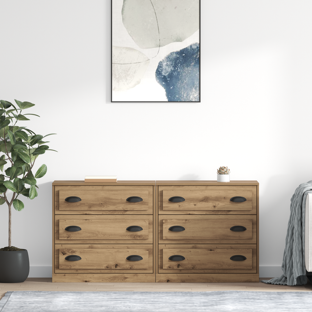 Sideboards med skuffe 2 pcs Artisan Egetræ 70 x 35,5 x 67,5 cm