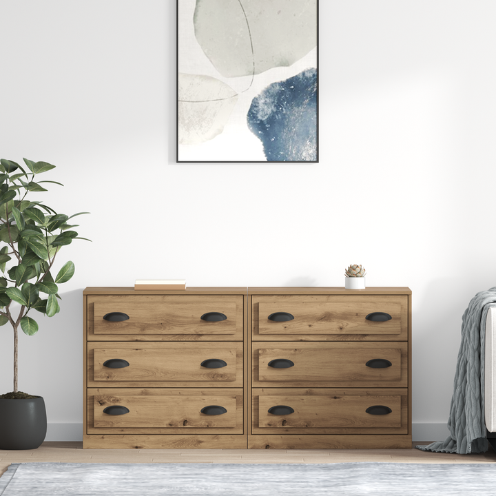 Sideboards med skuffe 2 pcs Artisan Egetræ 70 x 35,5 x 67,5 cm