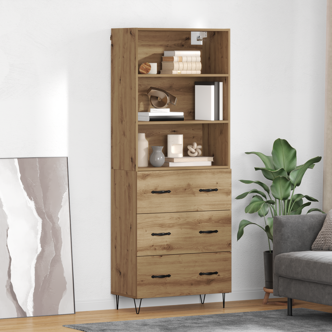 Highboard med skuffe 2 pcs Artisan Egetræ Konstrueret træ