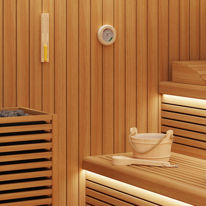 Sauna tilbehørs sæt 4 pcs Brun Massivt fyrretræ og hamp
