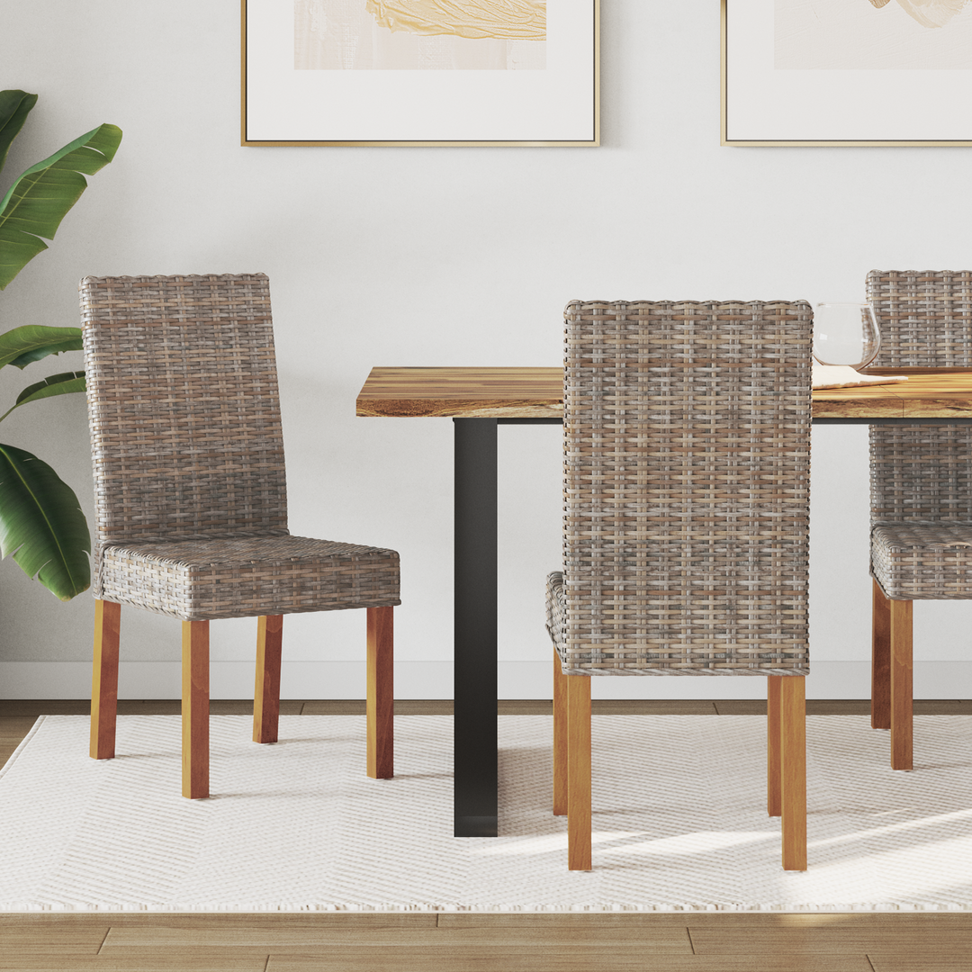 Spisestuestol 2 pcs Kubu Rattan og massiv mahogni træ Kubu Grå