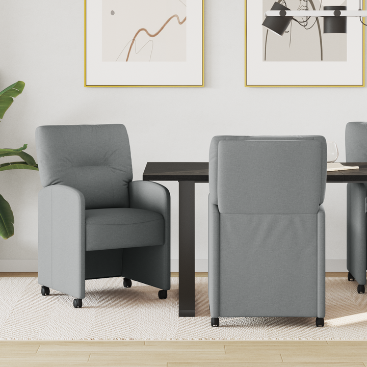 Spisebordsstole med hjul 2 pcs Lysegrå 57 x 67 x 95 cm Stof