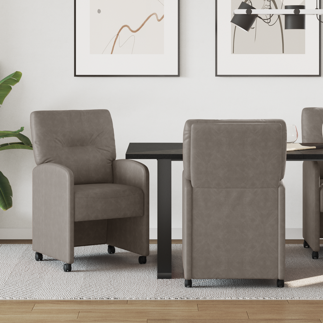 Spisebordsstole med hjul 2 pcs Grå 57 x 67 x 95 cm Kunstlæder