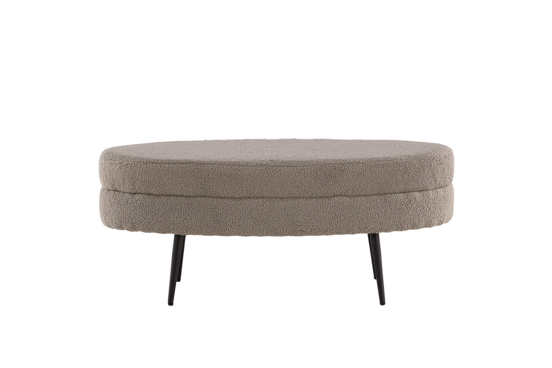 Venture Home Otto Pouf - Black / Greige Teddy