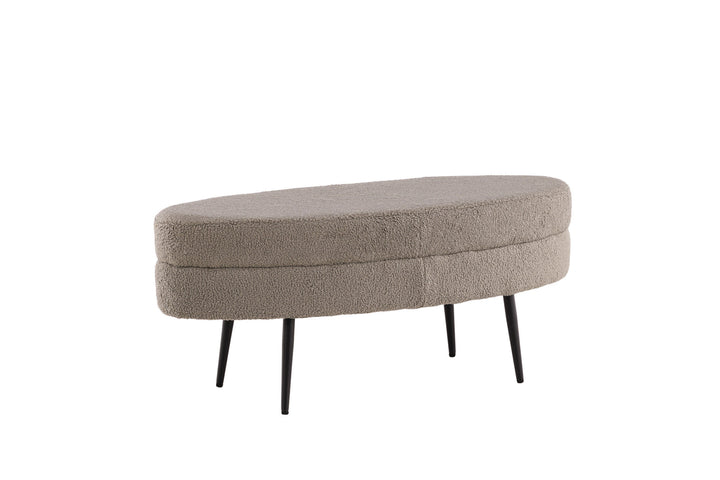 Venture Home Otto Pouf - Black / Greige Teddy