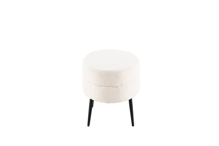 Venture Home Otto Pouf - Black / Offwhite Teddy