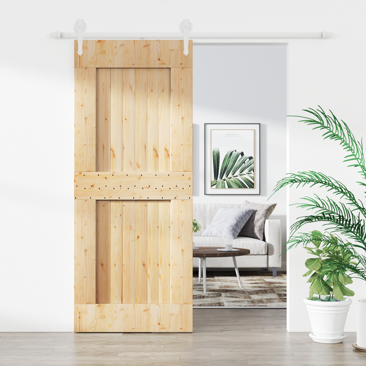 Skydedør Natur og hvid 85 x 210 cm Massivt Fyrretræ