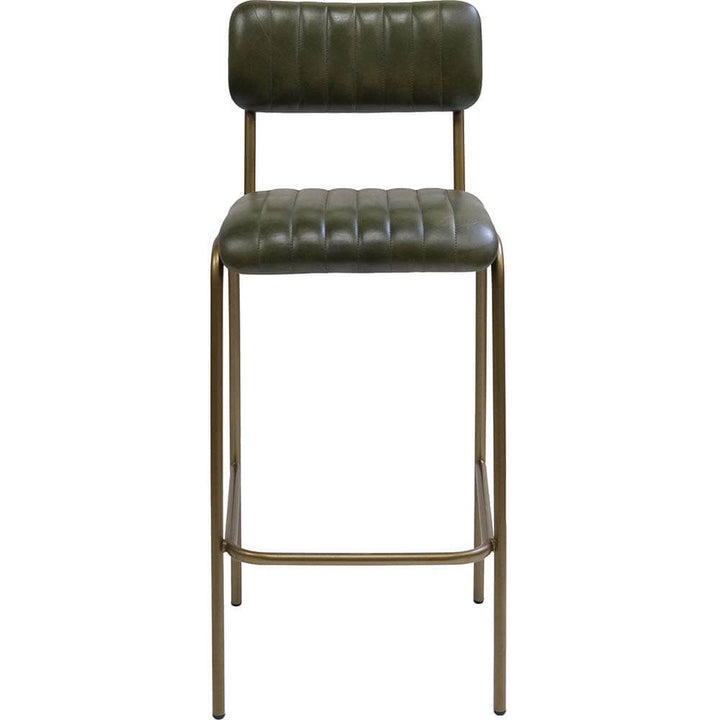 Trademark Living Diner Barstol med quiltet læder - grøn/messing